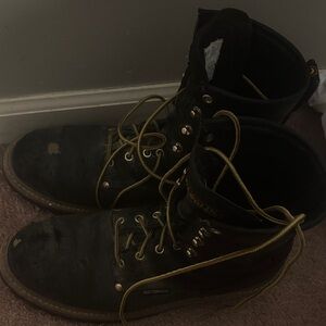 Men's Black Leather Boots with Gold Accents